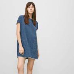 TNA Aritzia  Denim Straight Dress Blue size  Midi Medium